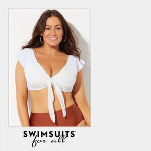 Swimsuits For All White Tie-Front Bikini